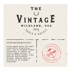 Retro invintation, greeting card with vintage logo template