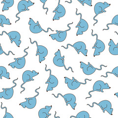 Cute cartoon seamless pattern made of  light blue mice.