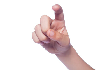 hand gesture of the child - isolated on the white background