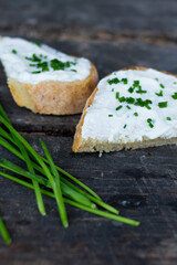 two slice of bread with sour and green onion