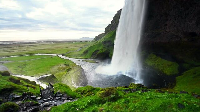 Fantastic landscape of mountains and waterfalls in Iceland.