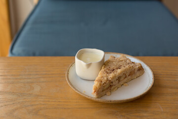 Apple Crumble Pie on Wooden Table