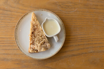 Apple Crumble Pie on Wooden Table