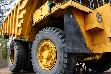 Quarry dump truck on the front