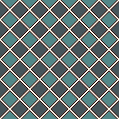Seamless pattern with symmetric geometric ornament. Blue color diamond abstract background. Mosaic wallpaper.