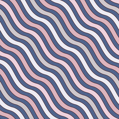 Pastel colors diagonal wavy stripes seamless pattern. Repeated line wallpaper. Simple classic motif.