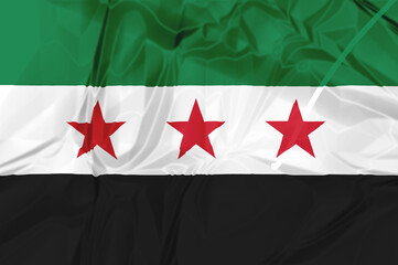 Syria Independence National Coalition Flag, rippled isolated on white background illustration. Used by the Syrian National Coalition and Syrian Interim Government.