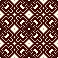 Outline seamless pattern with geometric figures. Repeated squares and rhombuses ornamental abstract background.