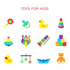Fototapeta na wymiar Vector illustration of color toys for kids