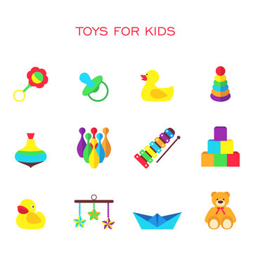 Vector illustration of color toys for kids