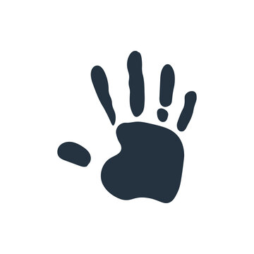 isolated abstract handprint icon, on white background