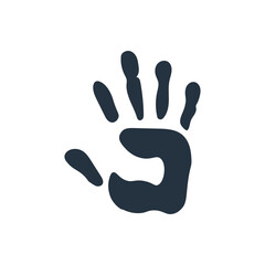 isolated abstract handprint icon, on white background