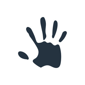 isolated abstract handprint icon, on white background