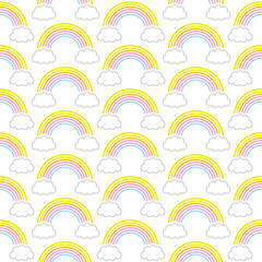 Straight Seamless Pattern Rainbows & Clouds