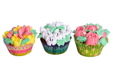 cupcakes with cream isolated
