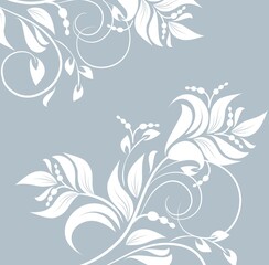 Floral background with decorative branch. Vector illustration.