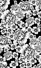 Fototapeta na wymiar black and white floral pattern 
