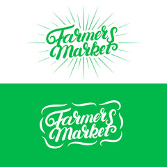 Set of Farmers Market hand written lettering logos, labels, badges, emblems.