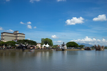 Kuching, capital of state of Sarawak, is a diverse city of old colonial and modern buildings with Sarawak River waterfront in the middle.