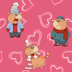 A background with cats seamless pattern