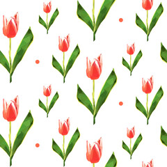 Seamless pattern. Low poly flower tulip. Vector background.