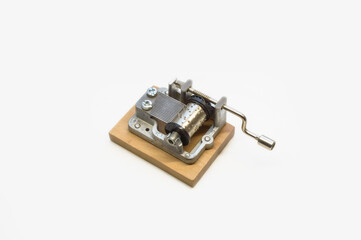 Isolated small barrel organ on white background.
