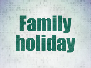 Tourism concept: Family Holiday on Digital Data Paper background