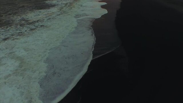 Sunset on the black beach of Iceland