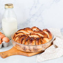 Walnut Bread and Butter Pudding