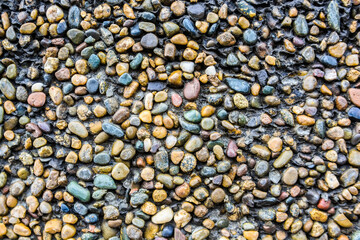 Colorful pebble of stone wall