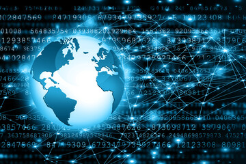 Best Internet Concept of global business. Globe, glowing lines on technological background. Wi-Fi, rays, symbols Internet, 3D illustration