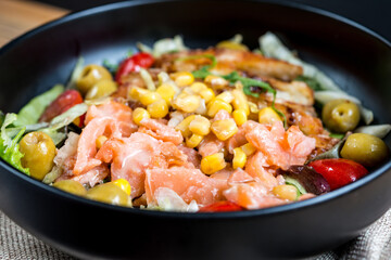 Fresh seafood salad with smoked salmon