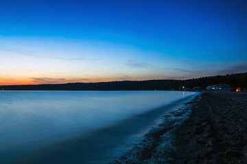 Summer sea sunset with waves