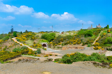 The Tuckingmill Decline entrance to South Crofty Mine at Pool Cornwall. The headgear of South...
