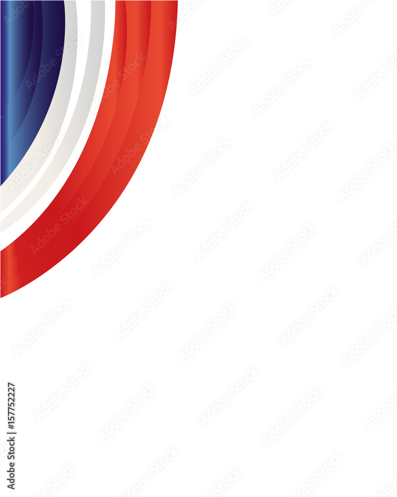 Wall mural french flag wave pattern on white background with copy space for text.