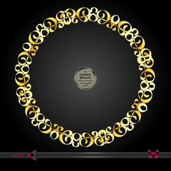 Vector round frame. Abstract graphic element on dark background.