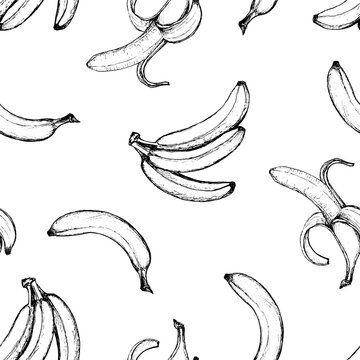 Fruit Menu - Banana - hand-drawn seamless pattern