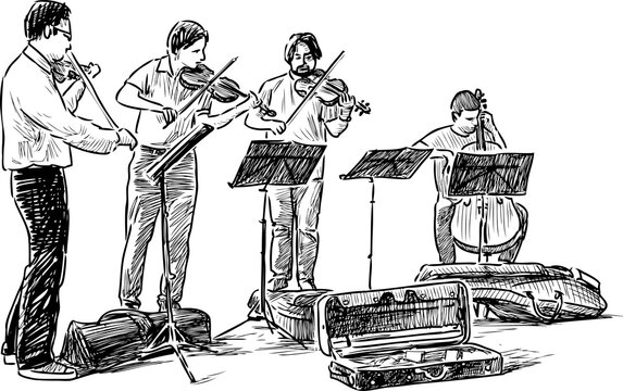 Quartet of street musicians