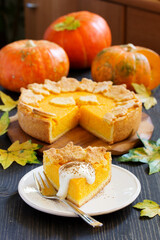 Pumpkin Pie on Thanksgiving Day feast.