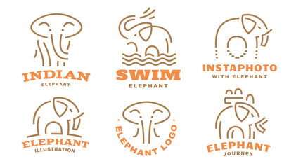 Set elephant logo - vector illustration, emblem design