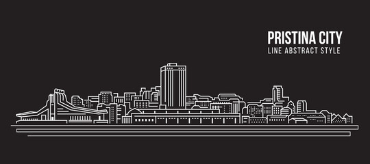 Cityscape Building Line art Vector Illustration design - Pristina city