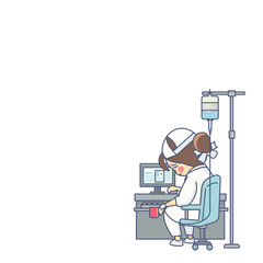 Sick Nurse Hardwork Overload Vector Illustration