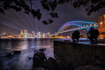 Sydney nightlight, Australia. May 30, 2017. Sydney city illuminated with colourful light design...