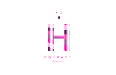 h alphabet letter logo pink purple line icon template vector