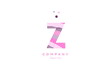 z alphabet letter logo pink purple line icon template vector