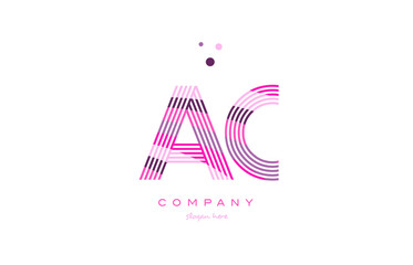 ac a c alphabet letter logo pink purple line icon template vector
