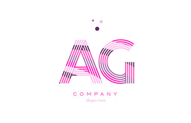 ag a g alphabet letter logo pink purple line icon template vector