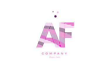 af a f alphabet letter logo pink purple line icon template vector