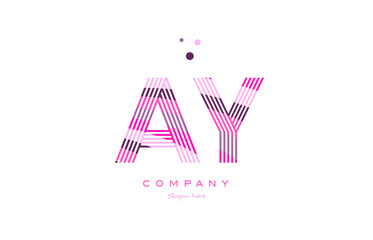 ay a y alphabet letter logo pink purple line icon template vector