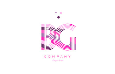 bg b g alphabet letter logo pink purple line icon template vector